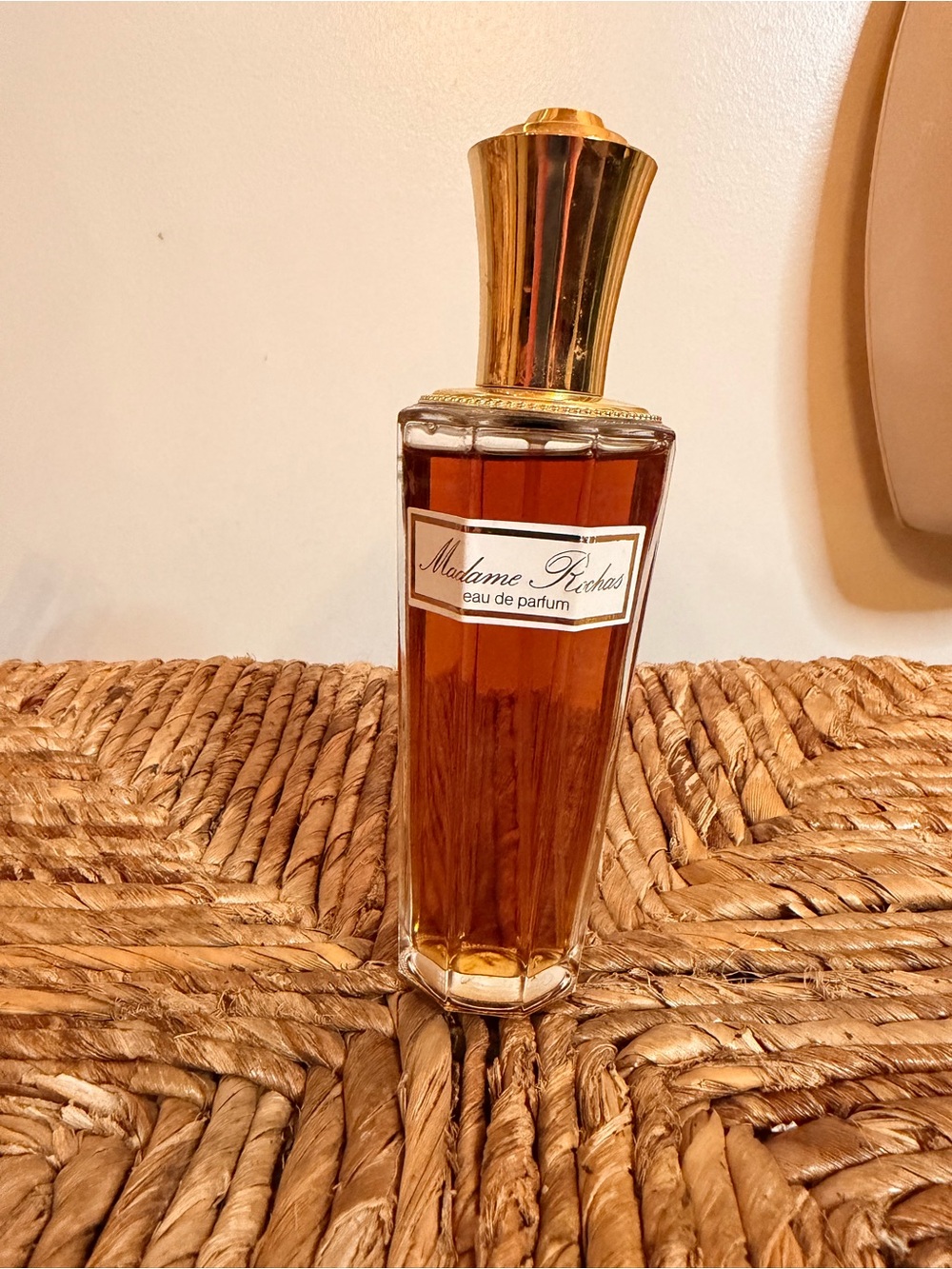 Vintage Madame Rochas - Glass Perfume Bottle with Gold Cap
